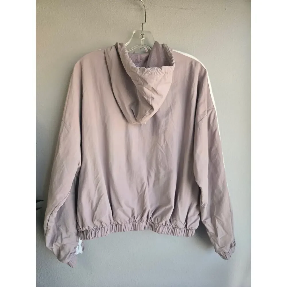 Adidas 3-Stripe Mauve Purple Hooded Windbreaker Jacket Women’s Medium‎